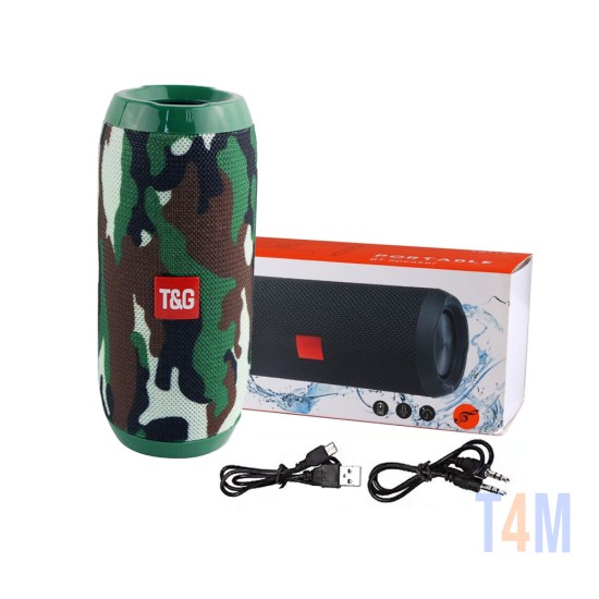 CAIXA DE COLUNA SEM FIO BLUETOOTH T&G TG-117 TF CARTÃO/DISCO U/AUXILIAR/RÁDIO FM 4.2 MILITARES